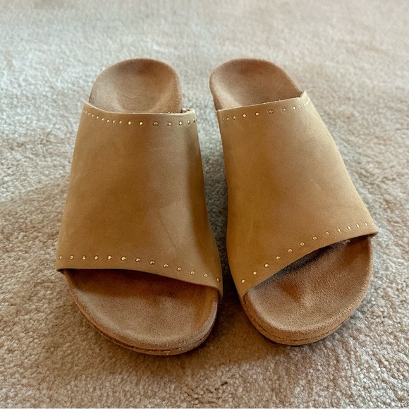 New Nude suede open toe wedge slides size 36 (ladies US size 6) - Picture 6 of 12